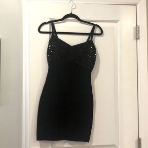 GUESS black dress with black sequin top.